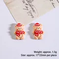 Mini Christmas bear resin charms for DIY crafts with red hat and scarf set 17x23mm - Light Color Bear with Scarf