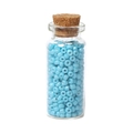 Perle di vetro blu da 3mm in boccetta di vetro con tappo di sughero per gioielli DIY - Celeste