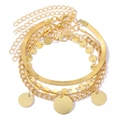 Set di bracciali dorati multistrato con catena a serpente e ciondoli a disco donna - Disco Rotondo Oro