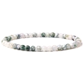 Natural 4mm Moss Agate stone bead stretch bracelet with green and white textures - Tree Agate