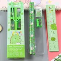 5-in-1 mint green dinosaur stationery set with pencils, ruler and sharpener - Green Dinosaur