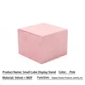 Soporte de exhibición de joyas de cubo de terciopelo rosa, 12,5x12,5x9,5cm para productos - Soporte de exhibición cuadrado pequeño