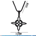 Collana nera con nodo celtico vichingo, ciondolo 3,2cm e catena in acciaio lunga 50cm - Collana / Nero