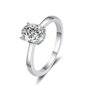 2 carat oval cut moissanite ring in 925 sterling silver with classic four-prong setting - US 5 / 2 Carat Oval 7*9mm