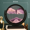 Pink and purple 3D moving sand art decor in round black frame for desktop display - 8 Inch Rotate Purple