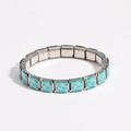 Macro detail of Italian charm bracelet links featuring blue enamel and daisy flowers - Light Blue White Daisy Style (款式7)