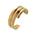 Détail d'un bracelet manchette vintage doré en acier inoxydable au design triple vague - Style à Trois Niveaux