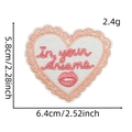 Pink heart embroidered patch with lip motif and In your dreams text, 6.4x5.8cm size - Dream Heart / 13#