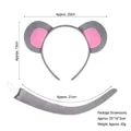 Set cerchietto con orecchie di topo grigio e coda in peluche per Halloween - Fascia + Coda / Grigio