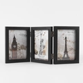Classic black triple folding photo frame for 4x6 inch pictures with metal hinges - Black Triple