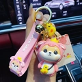 Cute Shiba Inu keychain wearing pink pig outfit with pink silicone wrist strap - Zodiac Pig Shiba Inu