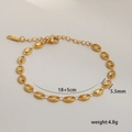 Minimalist 18K gold plated titanium coffee bean link bracelet with lobster clasp and chain - C-1-4 Pig Nose Coffee Bean Chain