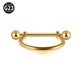 Golden G23 titanium horseshoe barbell piercing with captive bead and opal inlay - 12mm Gold Smooth