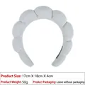 Detailed view of grey sponge headband with soft towel fabric and scalloped edges - Terry Cloth Headband / Light Gray