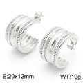 Silver C-shaped titanium steel earrings with four rows of sparkling rhinestones - Small Diamond Style(KE114925-K)