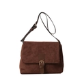Sac à bandoulière vintage en cuir mat marron avec boucle métallique et sangle - café
