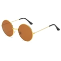 Retro-Sonnenbrille mit rundem Metallrahmen in Gold und dunkelbernsteinfarbenen Gläsern - Goldener Rahmen Tee Gläser