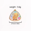 Golden titanium steel oval enamel charm with cute cartoon lion and star pattern - Style 1-Cartoon Lion (DZ06-1)