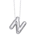Polished silver bubble style capital letter N pendant necklace for women - Letter N