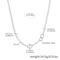 Collana a strati in acciaio inossidabile argento con zirconi e design a maglie moderno - Catena in Zircone Asimmetrica Acciaio (P116) / 40+5cm