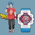 Detail of waterproof sports digital watch with white and blue tri-color mechanical dial - Red/White/Blue