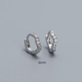 6mm wave-shaped S925 silver hoop earrings with sparkling micro-paved zircon stones - 6mm White Gold