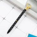 Creative black diamond ballpoint pen with white polka dots and gold metallic accents - Black with White Polka Dots