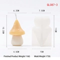 3D mushroom silicone mold for candles and plaster crafts with detailed size specs - Pointed Mushroom Gl087-3