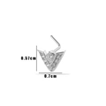 L-shaped V-design nose stud in silver with pave-set cubic zirconia stones - No.8 Silver V-Shape (HSPJ0149)
