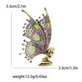 Elegante broche de hada mariposa dorada con alas de esmalte púrpura y verde de 5,3 cm - Morado