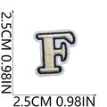 Close-up of small letter F embroidery patch showing 2.5cm size measurement on white background - F (Beige)
