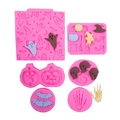 Pink Halloween silicone mold set featuring ghost pumpkin and bat shapes for DIY chocolate - Halloween 6-Piece Set (Pink)