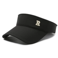 Schwarze Sonnenblende mit R-Stickerei für Outdoor-Sport und Laufen mit Sonnenschutz - Einheitsgröße(Einstellbar) / Schwarz
