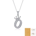 925 silver necklace with crown letter O moissanite pendant and GRA certificate - Letter O (with GRA Certificate)