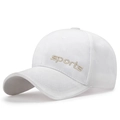 Gorra de béisbol blanca con bordado deportivo en 3D y correa ajustable - Blanco con Bordado Dorado
