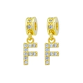 Sparkling gold-plated letter F pendant with clear zircons for DIY jewelry making - Letter-F