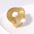Anello aperto in acciaio inossidabile placcato oro 18K con design a pieghe geometriche - Regolabile / Oro