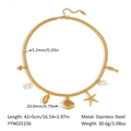 18K gold plated stainless steel sea life necklace with freshwater pearls and ocean charms - Shell Starfish Pearl Multi-Charm Necklace (YYN025156)