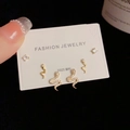 Detailed view of three-pair gold-plated S925 silver needle stud set with snake motifs - Gold-Rhinestone Snake Set (123#)
