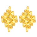 Modern gold geometric stud earrings with a woven chain texture design for women - 18k Gold Plated Woven WG0-098