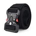 Tactical nylon belt with heavy duty quick release metal cobra buckle for outdoor activities - 125cm / Black (Red Release)