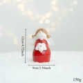 Christmas ceramic angel figurine in red dress with white wings and heart, 12cm height - Angel Girl (Ceramic)