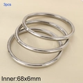 Three 6mm silver polished stainless steel bangles with 68mm inner diameter dimensions - Steel Color Set (3 Rings)