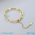 7mm gold-plated stainless steel Cuban link bracelet with K18 tag and lobster clasp - Hollow Geometric Link Gold (KB1862266-Z)