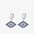 Orecchini a cerchio in argento 925 con pendenti occhio blu e pietre in zircone - Argento sterling 925