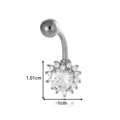 Silver stainless steel belly ring with heart shaped zircon and size measurements - Silver Heart Style (0200-7# Silver)