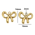 Golden stainless steel bow pendants for DIY jewelry, 16mm x 14mm size for earrings - Style 10 / Gold