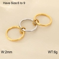 Three-link interlocking ring with two gold and one silver bands in sizes 6 to 9 - US 7