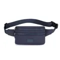 Riñonera azul oscuro de tela Oxford impermeable con doble compartimento de cremallera - Azul oscuro