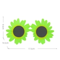 Daisy shaped party sunglasses with green petals and dimensions showing 17.5cm width - Daisy Green